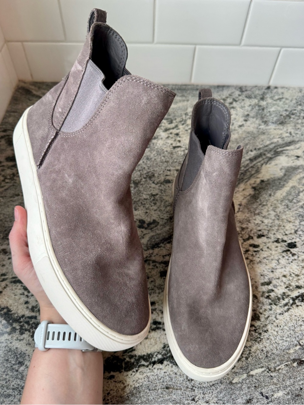 UGG Women's Suede Slip-On Ankle Booties — Taupe